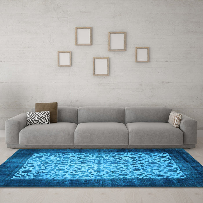 Machine Washable Persian Light Blue Bohemian Rug in a Living Room, wshtr761lblu