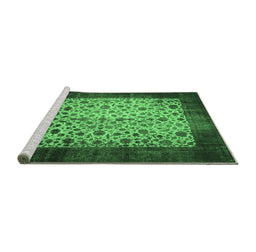 Sideview of Machine Washable Persian Emerald Green Bohemian Area Rugs, wshtr761emgrn