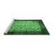 Sideview of Machine Washable Persian Emerald Green Bohemian Area Rugs, wshtr761emgrn