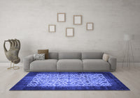 Machine Washable Persian Blue Bohemian Rug, wshtr761blu