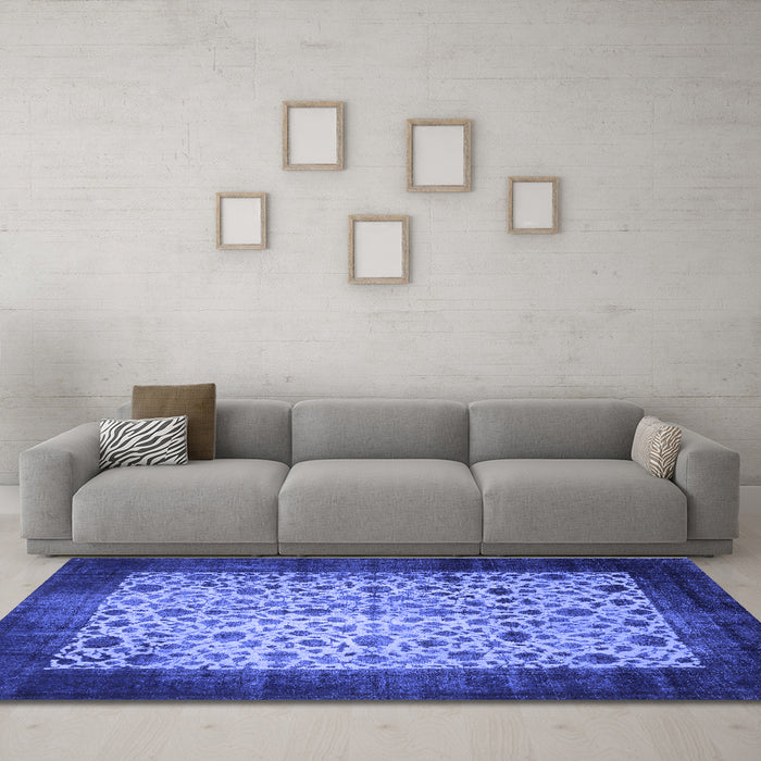 Machine Washable Persian Blue Bohemian Rug in a Living Room, wshtr761blu