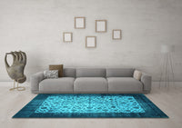 Machine Washable Persian Turquoise Bohemian Rug, wshtr761turq