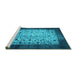 Sideview of Machine Washable Persian Turquoise Bohemian Area Rugs, wshtr761turq