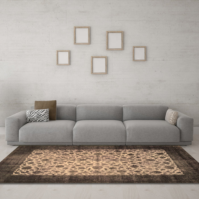 Machine Washable Persian Brown Bohemian Rug in a Living Room,, wshtr761brn