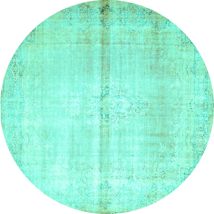 Round Persian Turquoise Traditional Rug, tr762turq