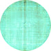 Round Persian Turquoise Traditional Rug, tr762turq