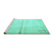 Sideview of Machine Washable Persian Turquoise Traditional Area Rugs, wshtr762turq