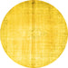 Round Persian Yellow Traditional Rug, tr762yw