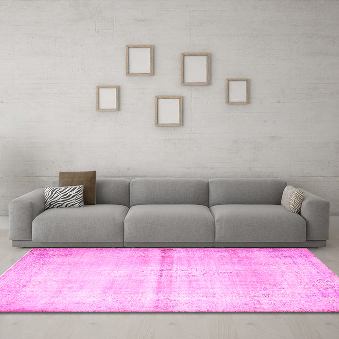 Machine Washable Persian Pink Traditional Rug in a Living Room, wshtr762pnk