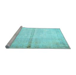 Sideview of Machine Washable Persian Light Blue Traditional Rug, wshtr762lblu