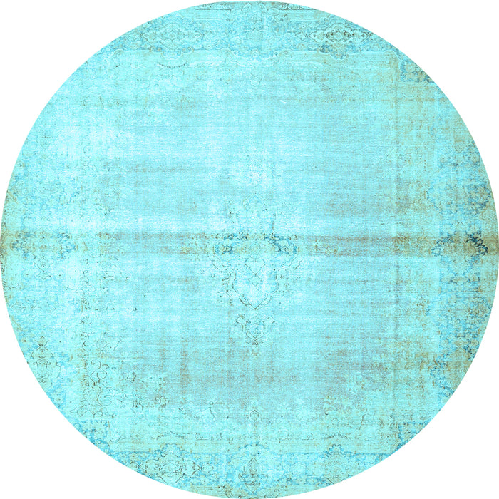 Round Machine Washable Persian Light Blue Traditional Rug, wshtr762lblu
