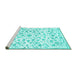 Sideview of Machine Washable Persian Turquoise Traditional Area Rugs, wshtr763turq