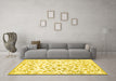 Machine Washable Persian Yellow Traditional Rug in a Living Room, wshtr763yw