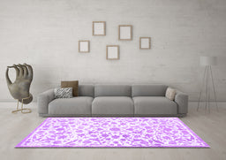 Machine Washable Persian Purple Traditional Area Rugs in a Living Room, wshtr763pur