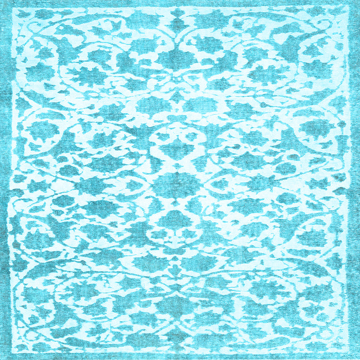 Square Machine Washable Persian Light Blue Traditional Rug, wshtr763lblu