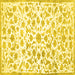 Square Machine Washable Persian Yellow Traditional Rug, wshtr763yw