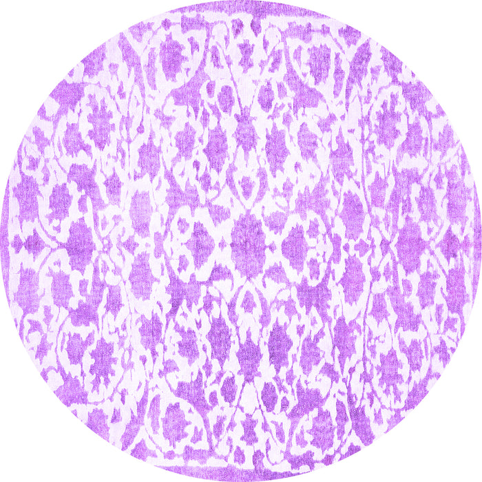 Round Machine Washable Persian Purple Traditional Area Rugs, wshtr763pur