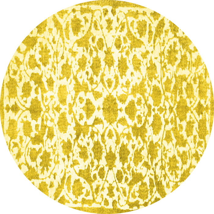Round Machine Washable Persian Yellow Traditional Rug, wshtr763yw