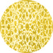 Round Machine Washable Persian Yellow Traditional Rug, wshtr763yw