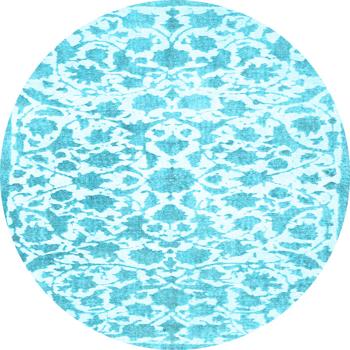 Round Machine Washable Persian Light Blue Traditional Rug, wshtr763lblu