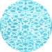 Round Machine Washable Persian Light Blue Traditional Rug, wshtr763lblu