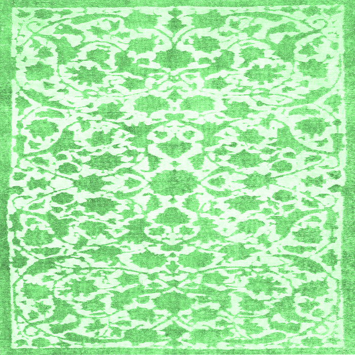 Square Machine Washable Persian Emerald Green Traditional Area Rugs, wshtr763emgrn