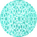 Round Machine Washable Persian Turquoise Traditional Area Rugs, wshtr763turq