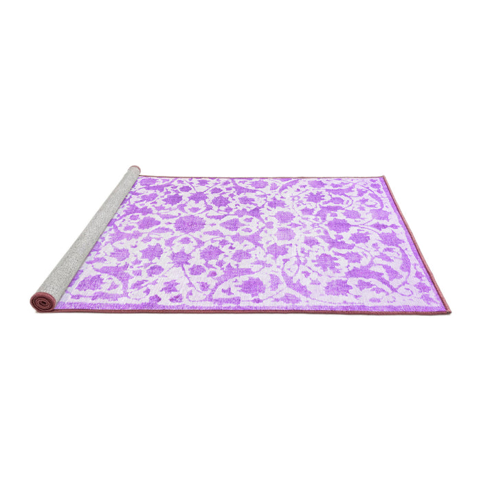 Sideview of Machine Washable Persian Purple Traditional Area Rugs, wshtr763pur