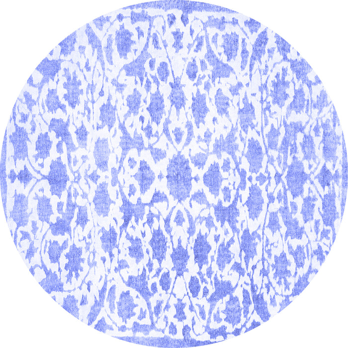 Round Machine Washable Persian Blue Traditional Rug, wshtr763blu