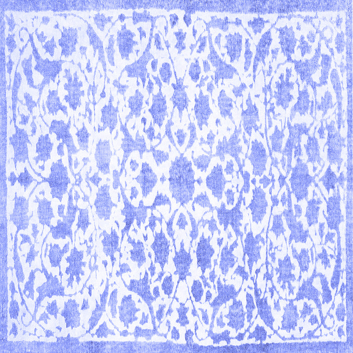 Square Machine Washable Persian Blue Traditional Rug, wshtr763blu