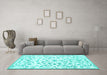 Machine Washable Persian Turquoise Traditional Area Rugs in a Living Room,, wshtr763turq