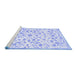 Sideview of Machine Washable Persian Blue Traditional Rug, wshtr763blu