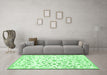 Machine Washable Persian Emerald Green Traditional Area Rugs in a Living Room,, wshtr763emgrn