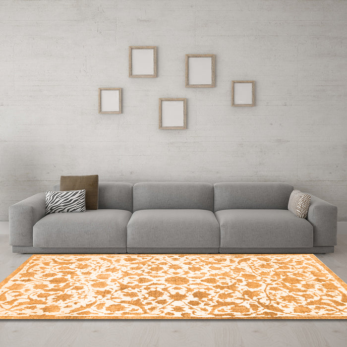 Machine Washable Persian Orange Traditional Area Rugs in a Living Room, wshtr763org