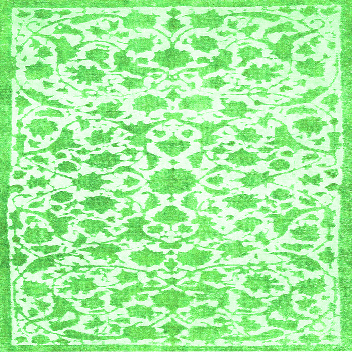 Round Machine Washable Persian Green Traditional Area Rugs, wshtr763grn