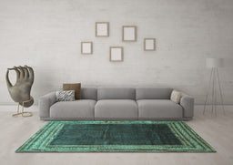 Machine Washable Persian Turquoise Traditional Area Rugs in a Living Room,, wshtr764turq