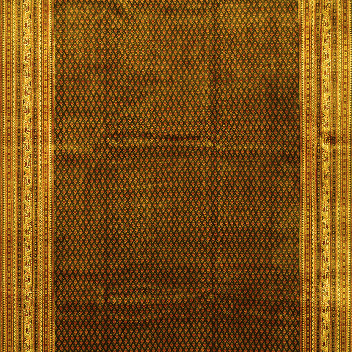 Serging Thickness of Machine Washable Persian Yellow Traditional Rug, wshtr764yw