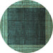 Round Persian Turquoise Traditional Rug, tr764turq