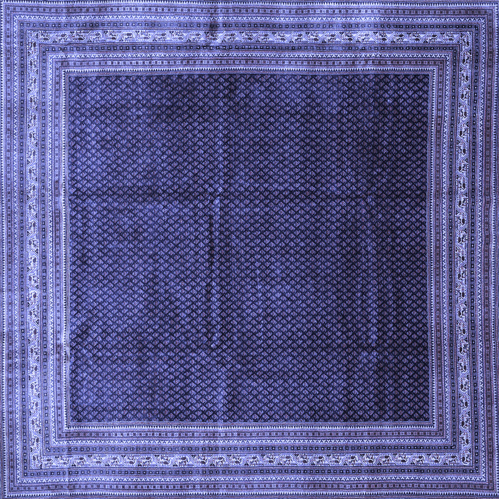 Square Machine Washable Persian Blue Traditional Rug, wshtr764blu