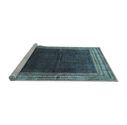 Sideview of Machine Washable Persian Light Blue Traditional Rug, wshtr764lblu