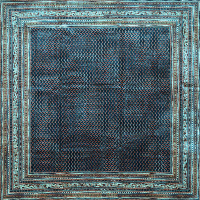 Square Machine Washable Persian Light Blue Traditional Rug, wshtr764lblu