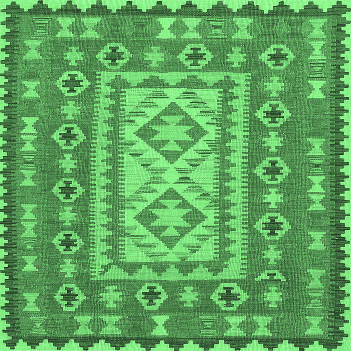 Square Machine Washable Persian Emerald Green Traditional Area Rugs, wshtr765emgrn