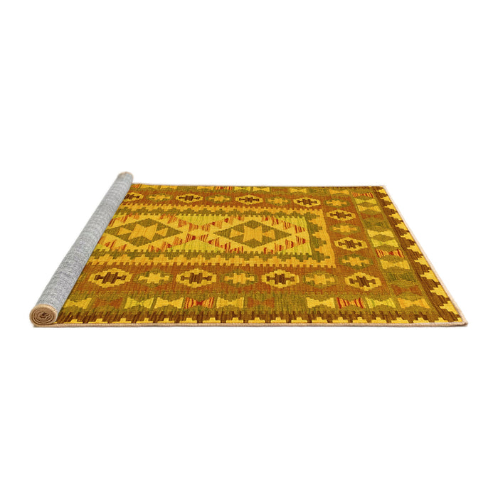 Sideview of Machine Washable Persian Yellow Traditional Rug, wshtr765yw