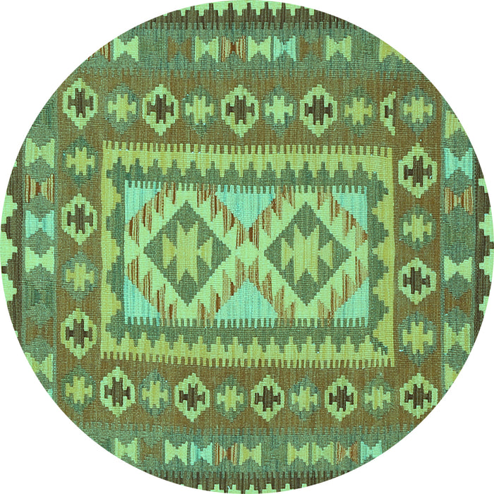 Round Machine Washable Persian Turquoise Traditional Area Rugs, wshtr765turq
