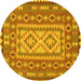 Round Persian Yellow Traditional Rug, tr765yw