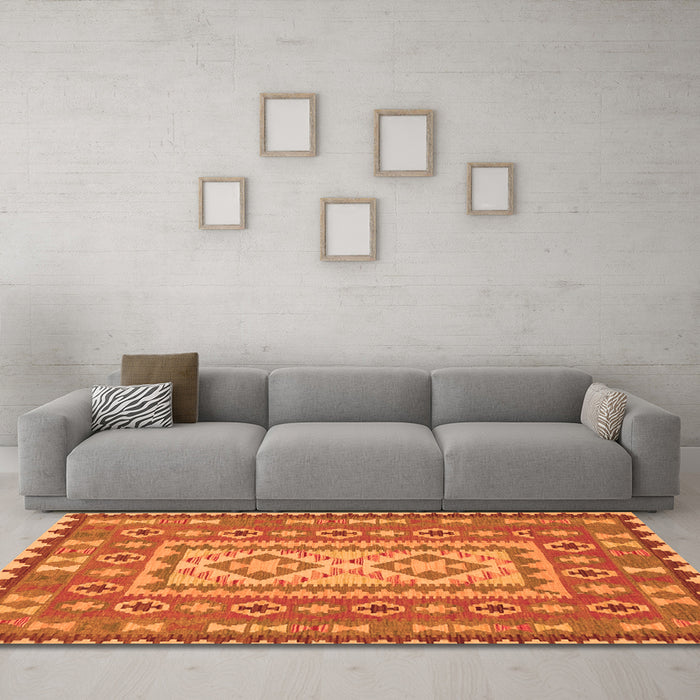 Machine Washable Persian Orange Traditional Area Rugs in a Living Room, wshtr765org