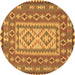 Round Persian Brown Traditional Rug, tr765brn