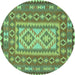 Round Persian Turquoise Traditional Rug, tr765turq