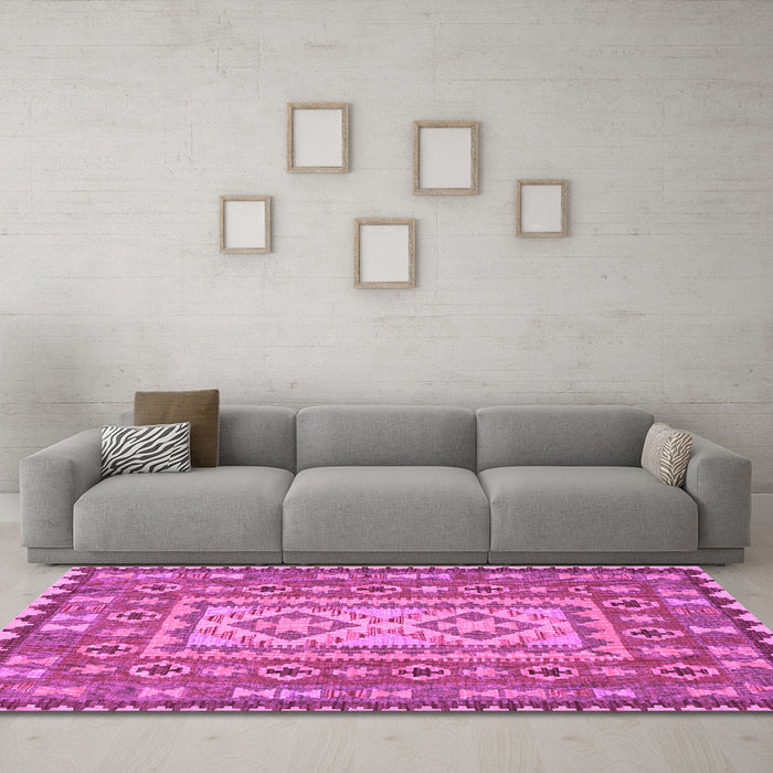 Machine Washable Persian Purple Traditional Area Rugs in a Living Room, wshtr765pur