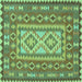 Square Machine Washable Persian Turquoise Traditional Area Rugs, wshtr765turq